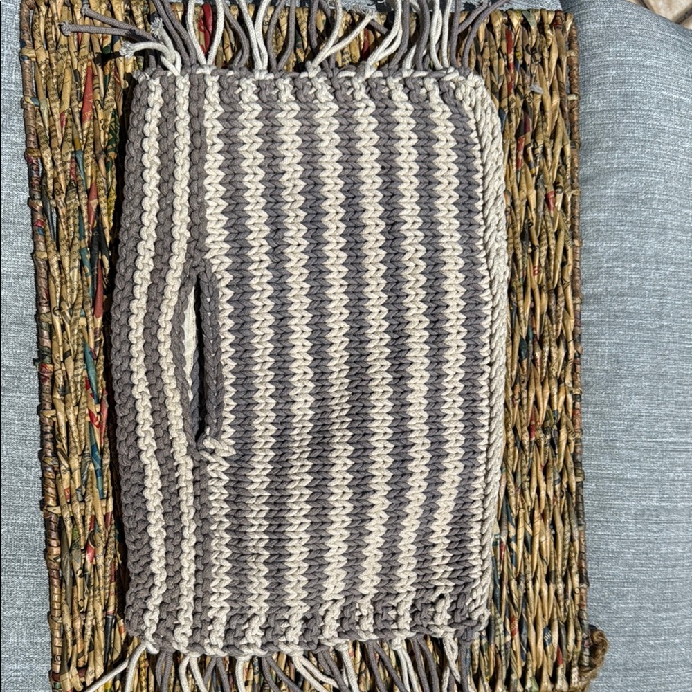 Gray and Cream Knit Bag